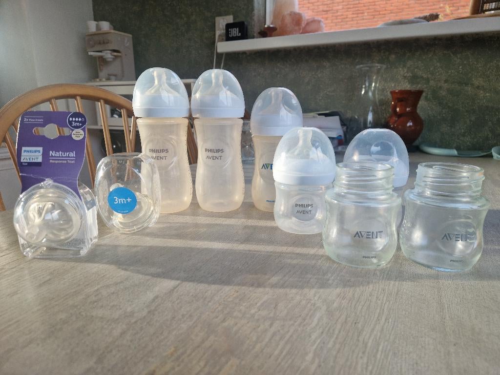PAKKET 7x Philips Avent flessen met 6 NIEUWE spenen, Ophalen of Verzenden, Gebruikt, Overige typen