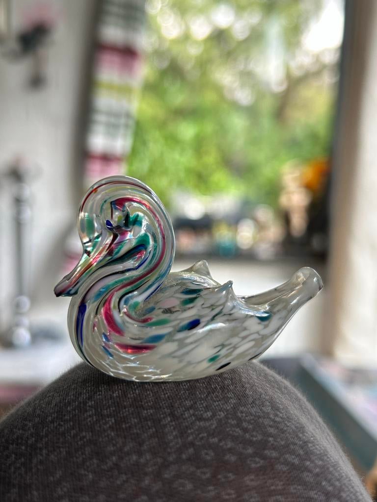 Glazen Zwaan - Mondgeblazen Kunstobject Murano, Antiek en Kunst, Antiek | Glas en Kristal, Ophalen of Verzenden