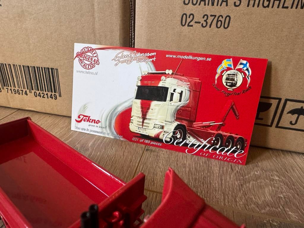 Tekno schaalmodel 1:50 Scania Glenn Johnsson haakarm, Overige merken, 1:50 of kleiner, Nieuw, Ophalen of Verzenden