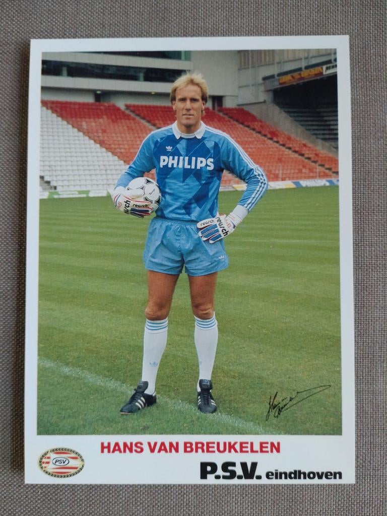 Hans van Breukelen PSV Eindhoven kaart, Verzamelen, Verzenden, Zo goed als nieuw, PSV, Spelerskaart