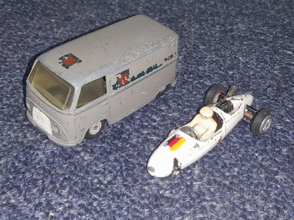 Twee Tekno auto's: bestelwagen en raceauto (sloop), Overige merken, Gebruikt, 1:50 of kleiner, Auto
