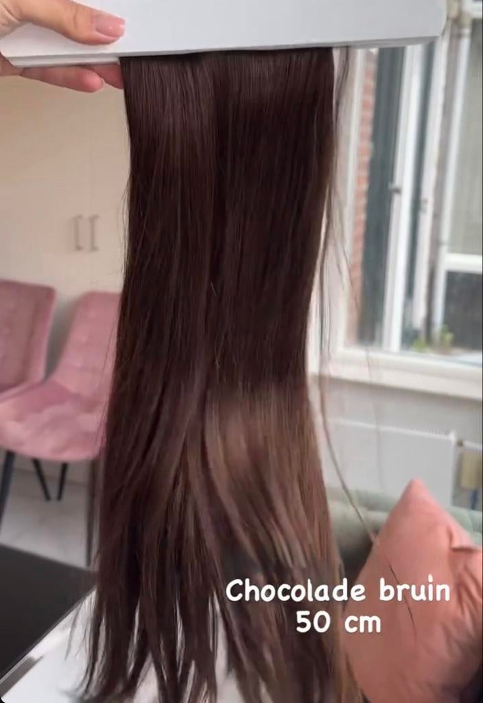 Haar extensions echt haar 50 cm Chocolade bruin 120 gram, Ophalen, Nieuw, Pruik of Haarverlenging