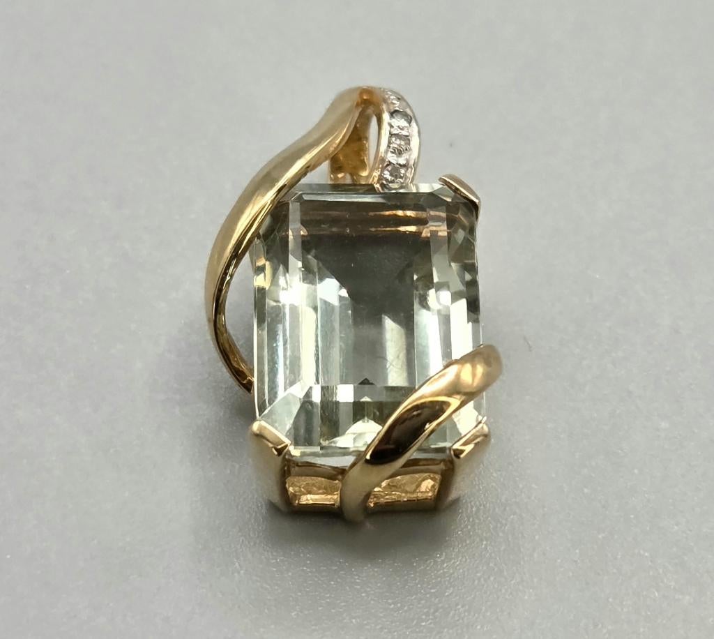 Gouden Vintage hanger edelsteen amethist diamant. 2026/195., Overige voorstellingen, ., Ophalen of Verzenden, Zo goed als nieuw