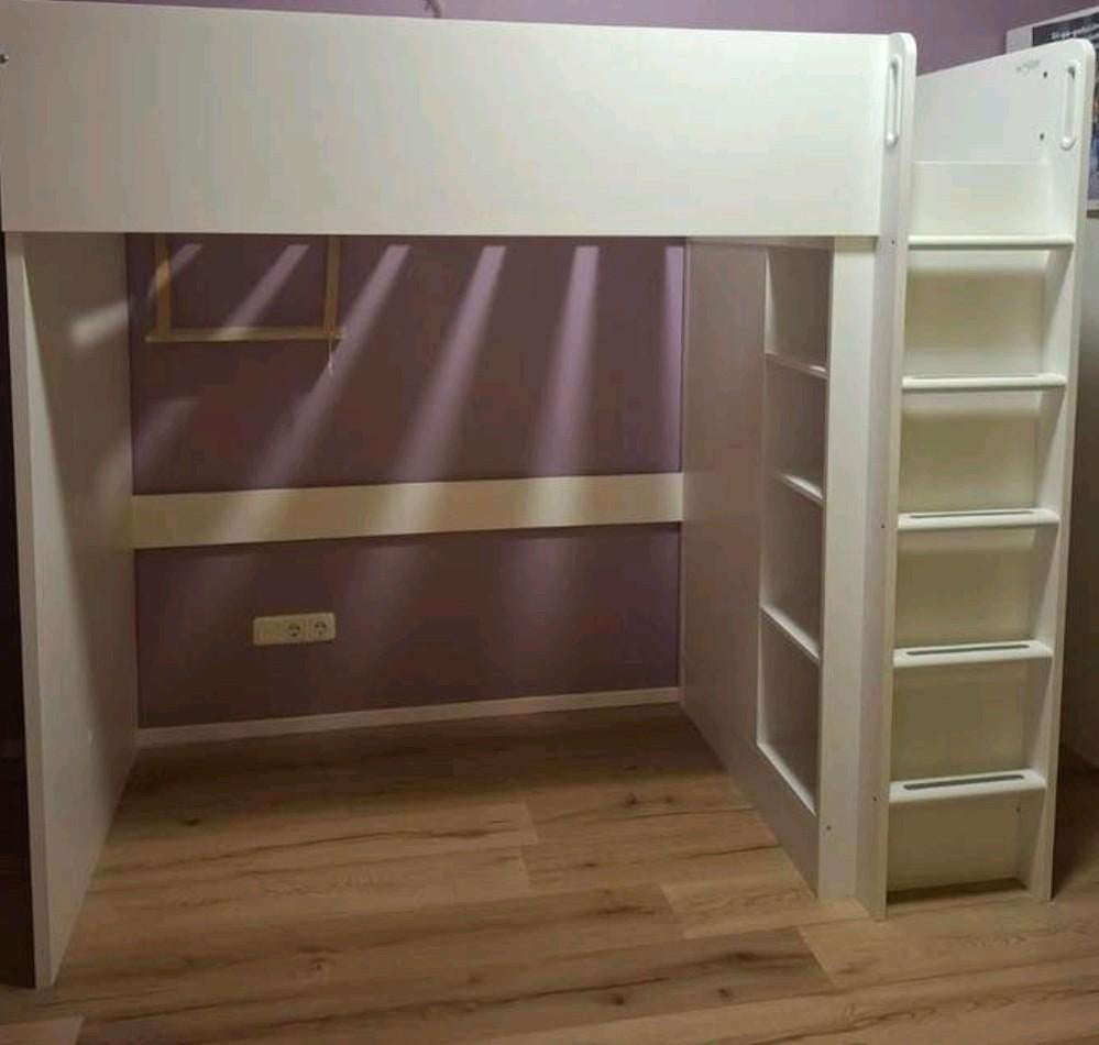 IKEA hoogslaper roze met kast en opbergruimte, Ophalen of Verzenden