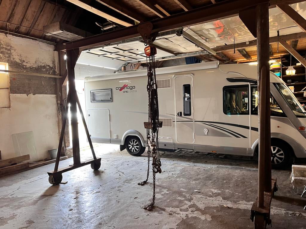 Mobiele loopkat met ketting takel, Ophalen, Gebruikt, Handmatig