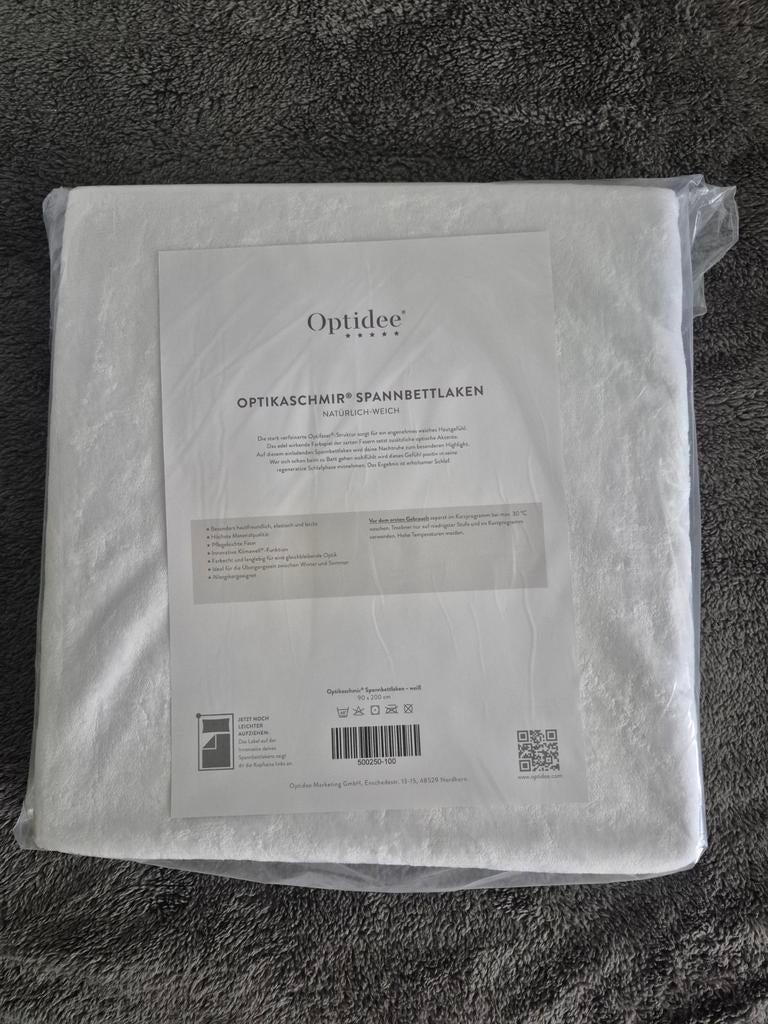 Nieuw! OPTIDEE hoeslaken Optikaschmir 1-persoons, Eenpersoons, Nieuw, Ophalen of Verzenden, Wit