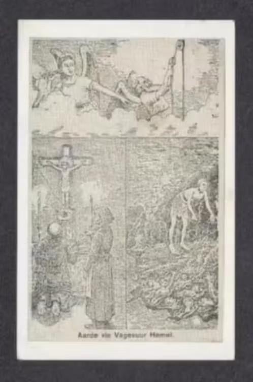 Religie Rooms Katholiek Aarde Vagevuur Hemel, voor 1920., Verzamelen, Ophalen of Verzenden, Voor 1920, Ongelopen, Cultuur en Media