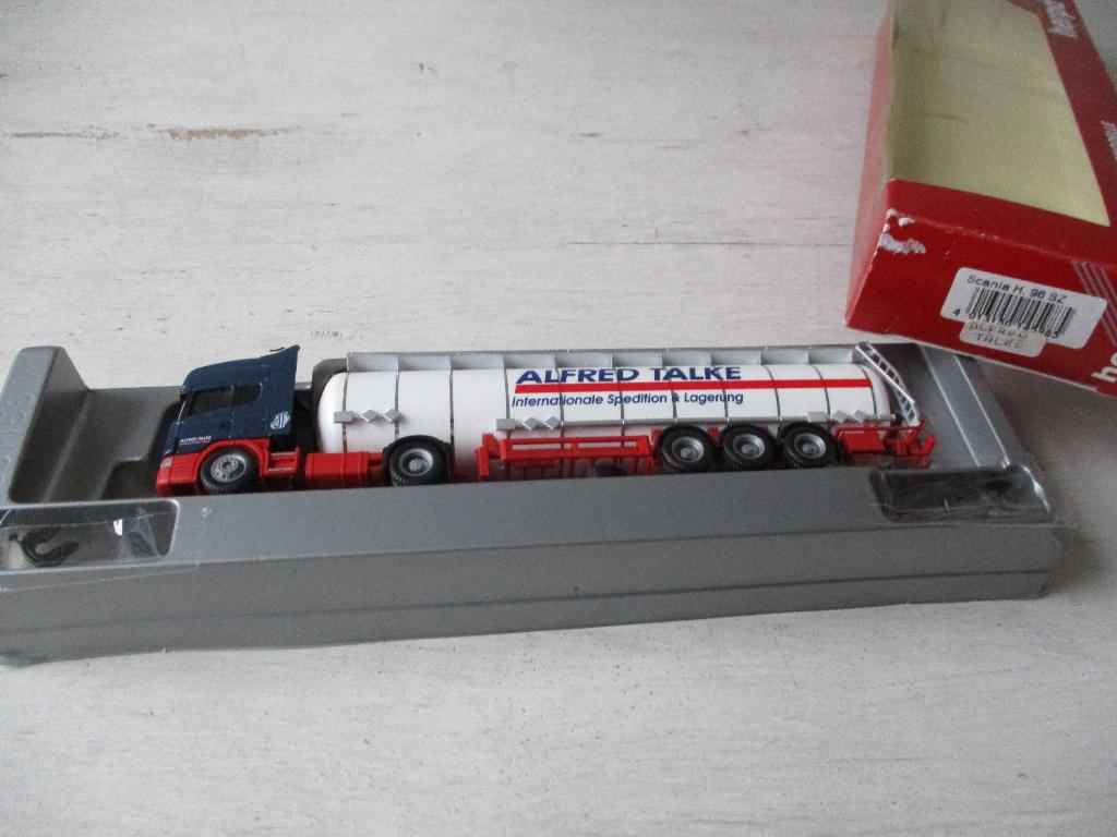 Herpa Scania Tank oplegger SZG Alfred Talke Schaal 1:87, Ophalen, Nieuw, Bus of Vrachtwagen, Herpa