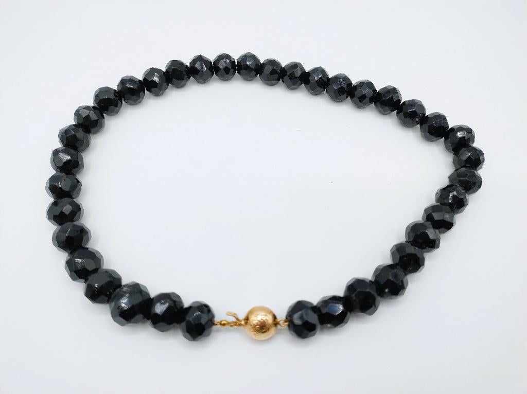 Gitten ketting met gouden bolslot, 47,5 cm, Verzenden, Goud, Ketting, Met edelsteen