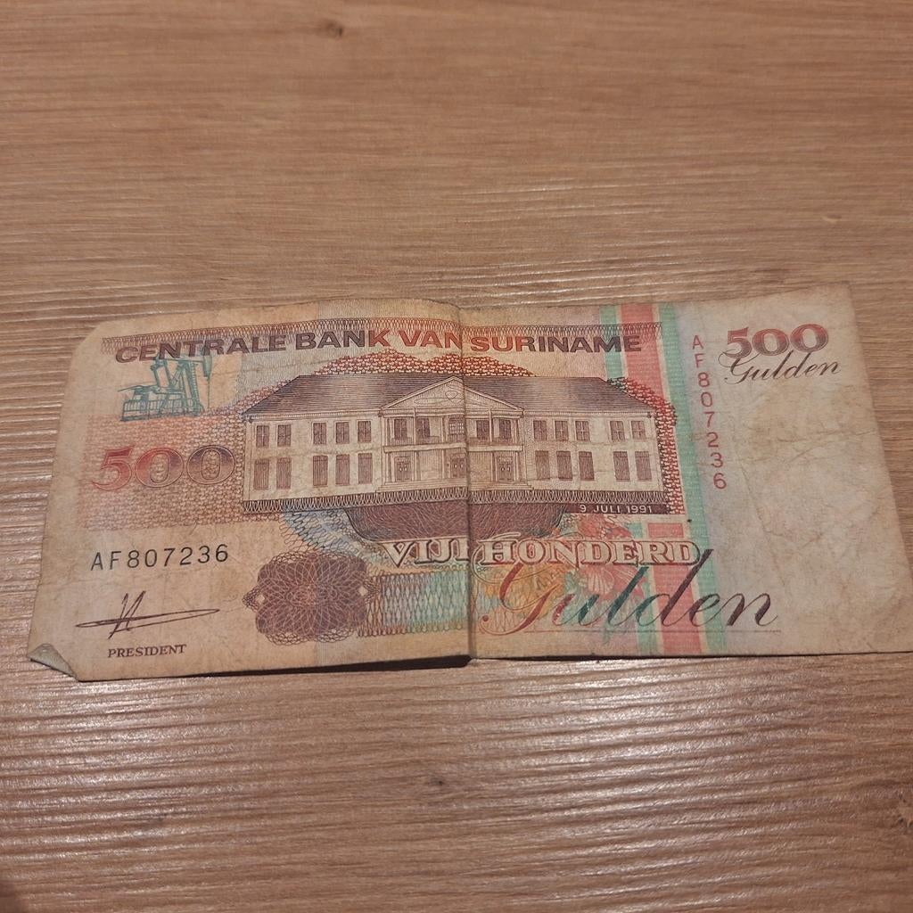 500 Gulden bankbiljet Suriname, Ophalen of Verzenden