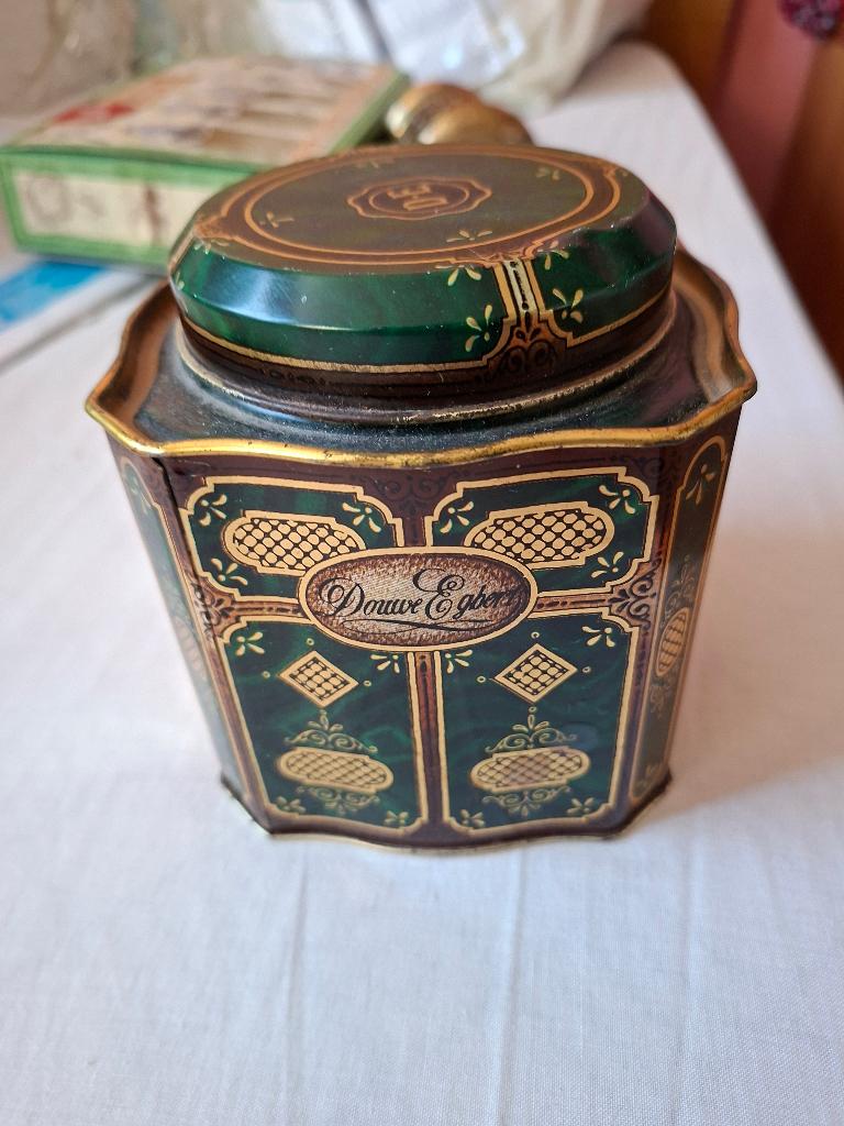 oud groen Pickwick theeblikje Douwe Egberts, Verzamelen, Ophalen of Verzenden, Gebruikt, Thee, Douwe Egberts