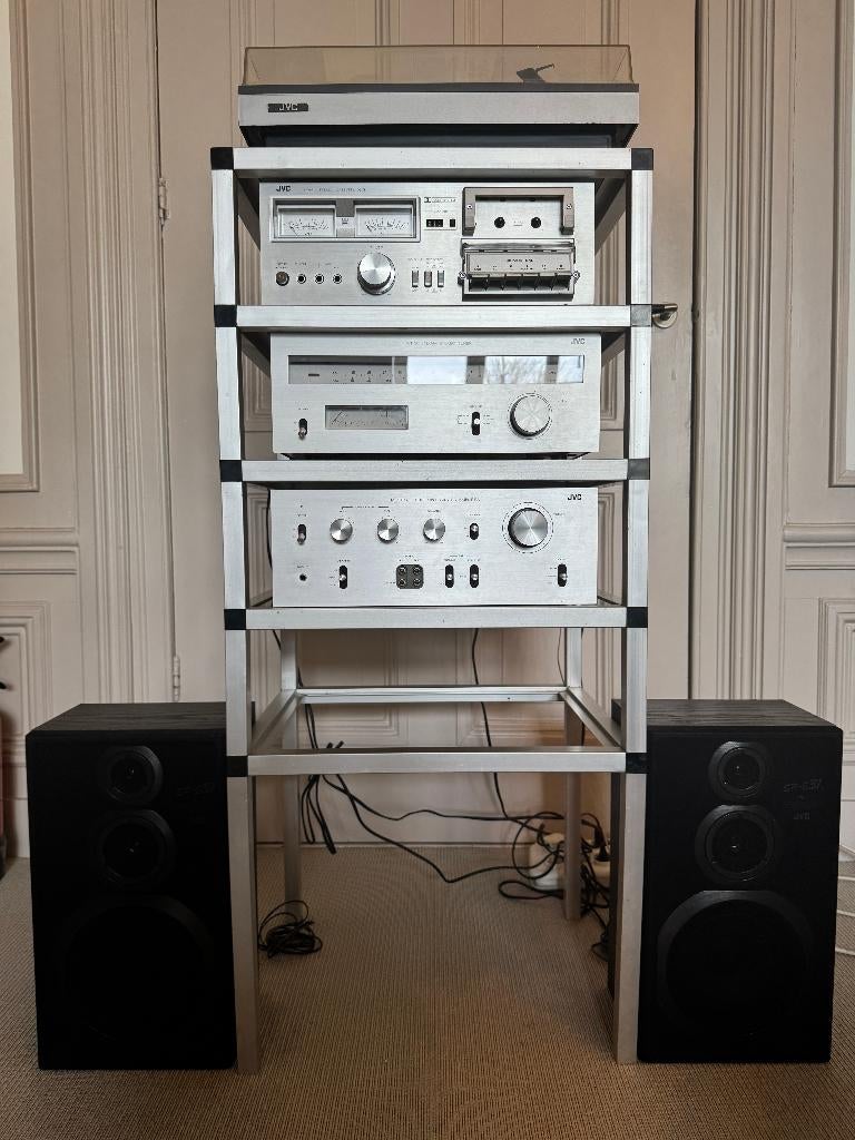 Vintage JVC Toren Set 1976 Platenspeler Cassette Versterker, Gebruikt, JVC, Losse componenten, Ophalen