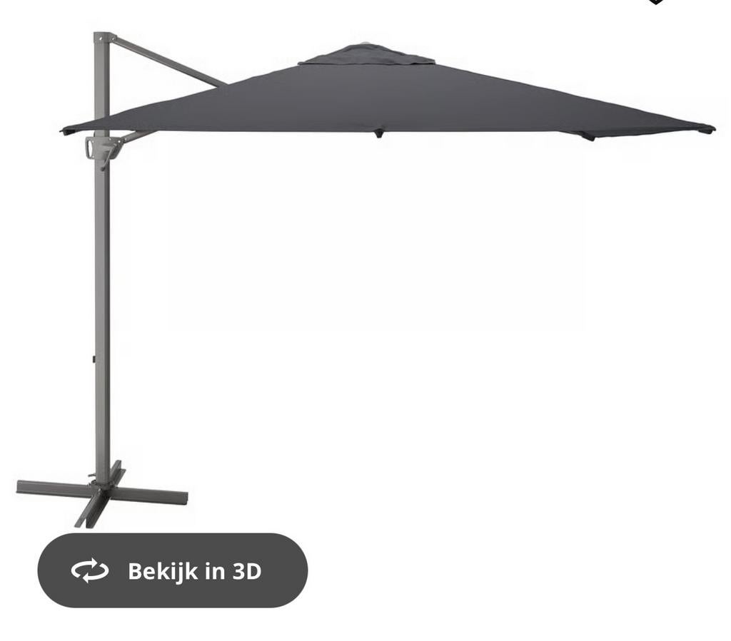 IKEA Seglarö zweefparasol met zandzak voor voet, Ophalen, Kantelbaar, 2 tot 3 meter, Zweefparasol