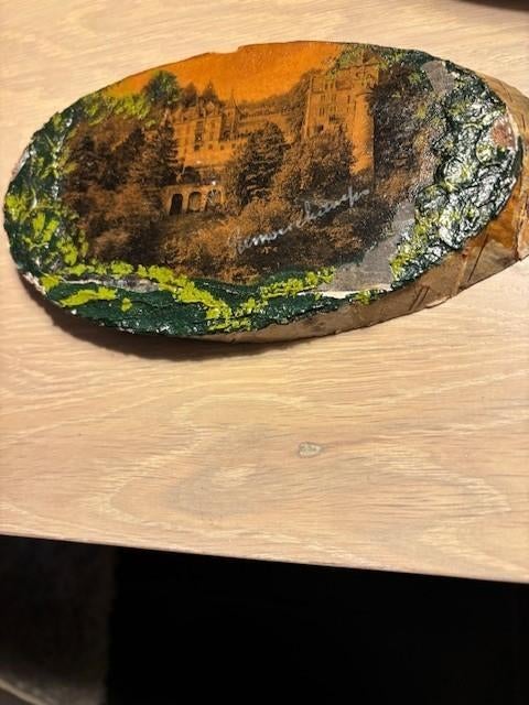 Remouchamps  houten schijven ovaal met  ( Decoupage Kunst, Ophalen of Verzenden