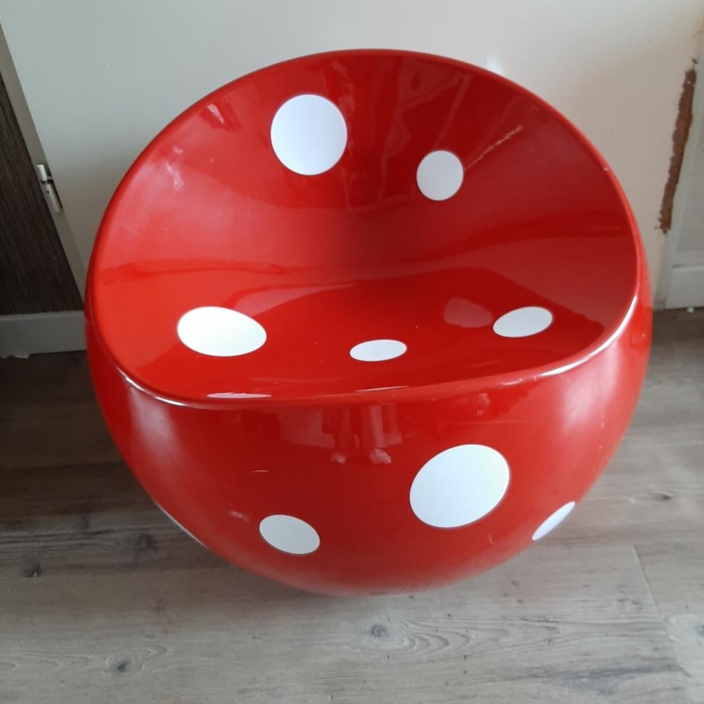 Originele Rode Finn Stone Ball Chair By XL Boom., Ophalen, Gebruikt, Hout