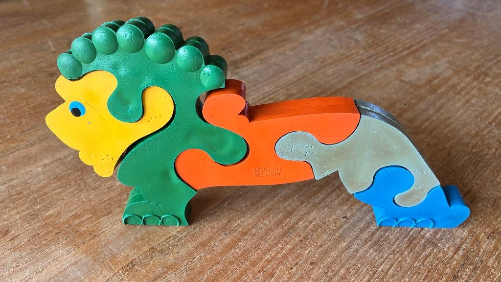 Vintage Spindler vinyl rubber puzzel leeuw, Ophalen of Verzenden