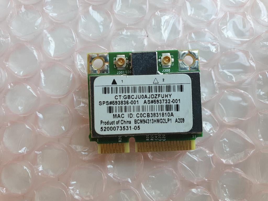 Broadcom BCM94313HMG2LP1 half mini PCIe wifi kaart, Computers en Software, Netwerkkaarten, Ophalen of Verzenden, Gebruikt, Intern