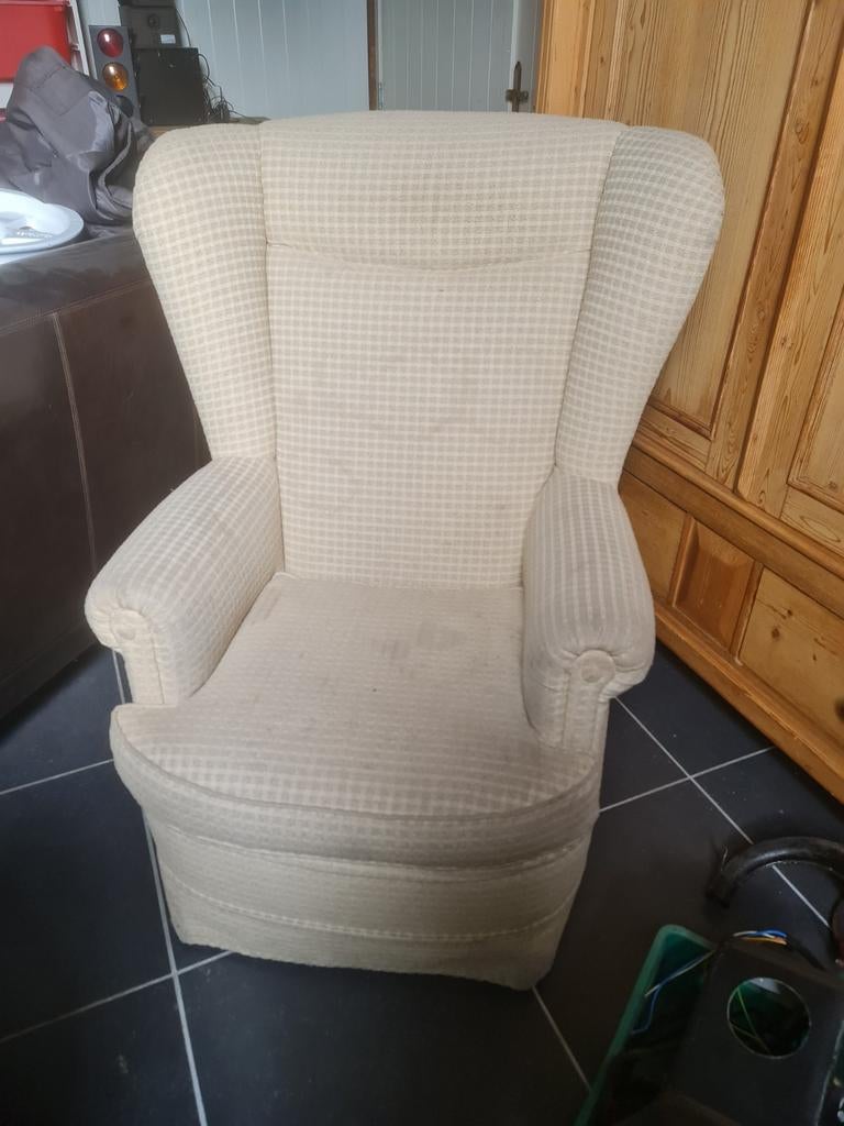 2x Fauteuil en 1x poef, Huis en Inrichting, Fauteuils, Ophalen, 75 tot 100 cm, Stof, 50 tot 75 cm