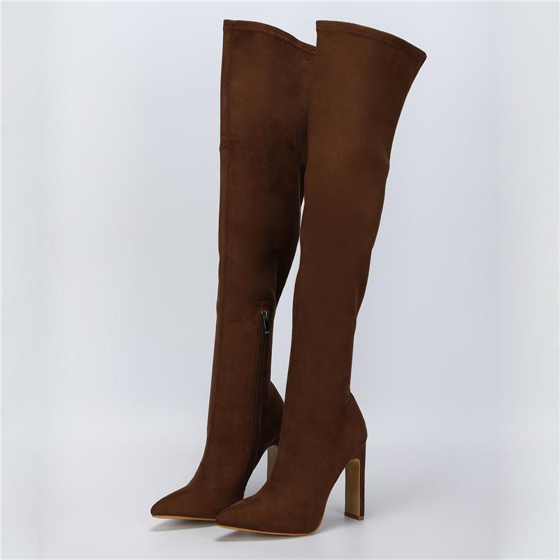 Bruine dames overknee stretch laarzen vrouwen hoge over knie, Verzenden, Nieuw, Bruin, Hoge laarzen