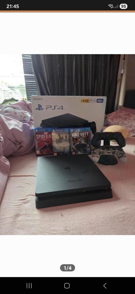 PS4 Slim met 2 controllers en 3 spellen, Spelcomputers en Games, Spelcomputers | Sony PlayStation 4, Met 2 controllers, Ophalen of Verzenden