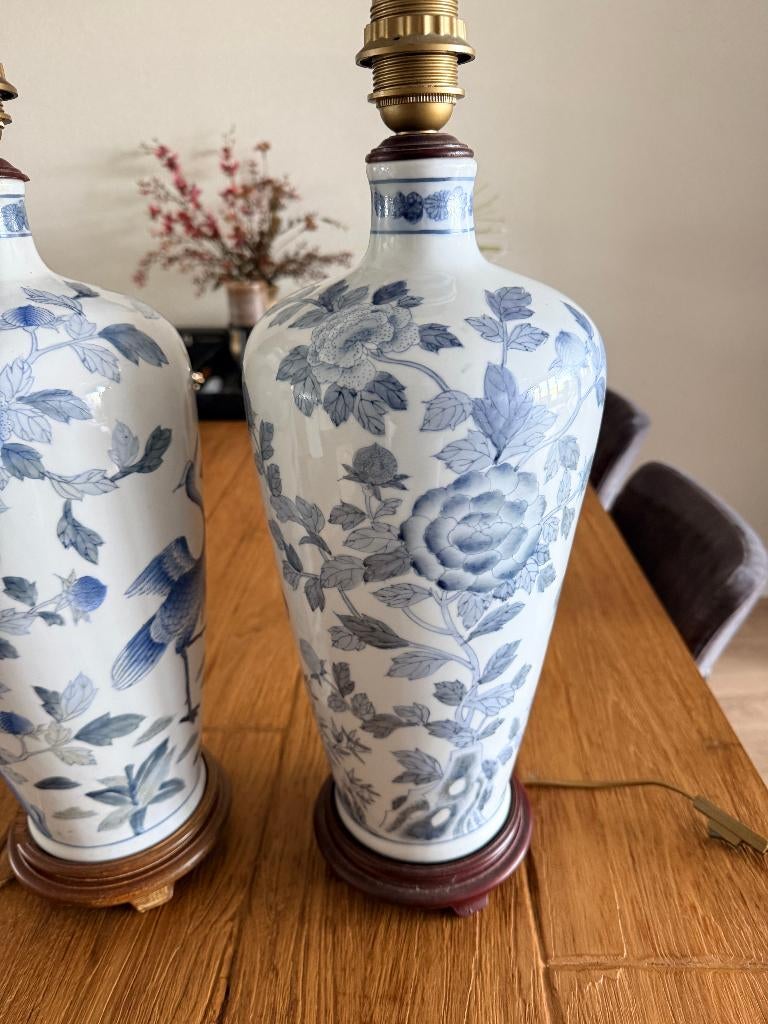 Chinese blauw-wit porseleinen tafellampen klassieke stijl, Ophalen