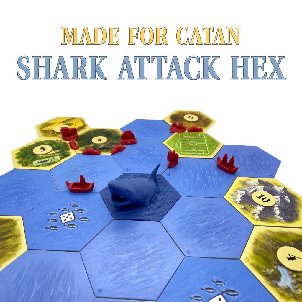 Catan - Shark Attack hex (Color: ”Jeans Blue”), Hobby en Vrije tijd, Gezelschapsspellen | Bordspellen, Verzenden, Nieuw