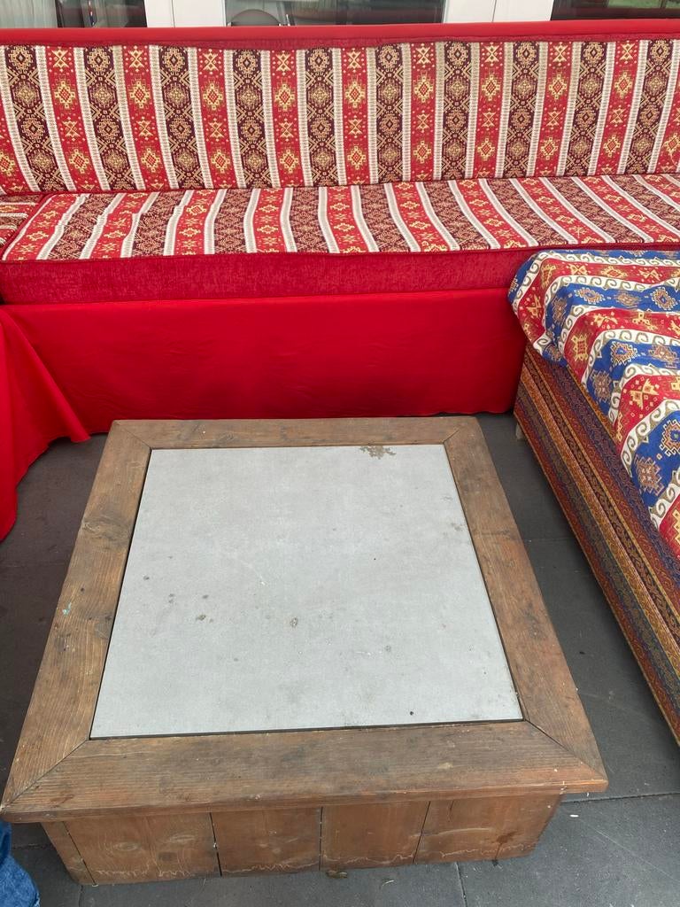 Tuinbank set hoekbank met Turkse/Arabische printen, Tuin en Terras, Tuinbanken, Ophalen, Gebruikt