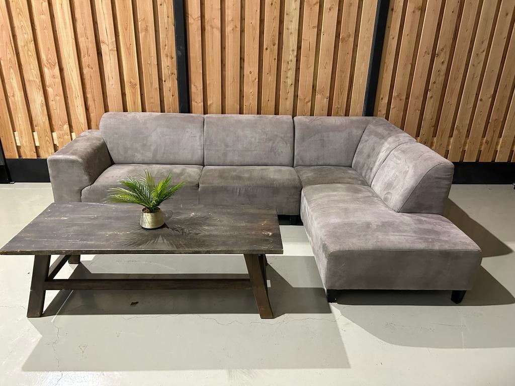 Grijze microleder hoekbank - Zo goed als nieuw!