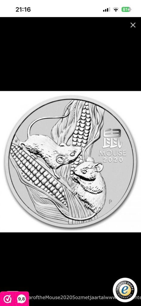 5 Troy ounce Year of the Mouse 2020, Ophalen, Zilver
