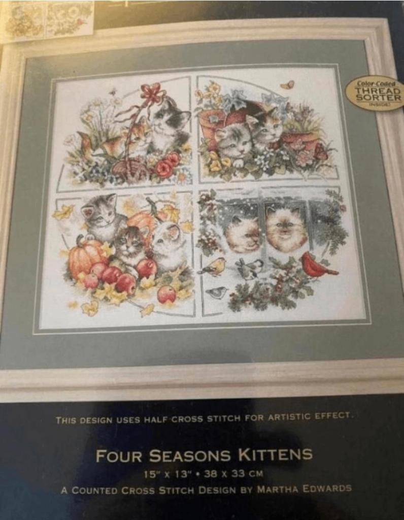 BORDUURPAKKET DIMENSIONS GOLD FOUR SEASONS KITTENS, Verzenden, Nieuw, Handborduren, Borduurpakket