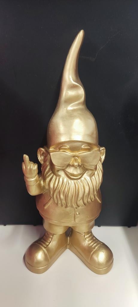 Goudkleurige Kabouter met Bril, Verzamelen, Beelden en Beeldjes, Ophalen of Verzenden