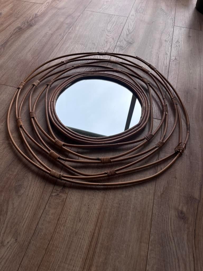 Rotan Spiegel Xenos, Rond, Ophalen of Verzenden, Zo goed als nieuw, Minder dan 100 cm