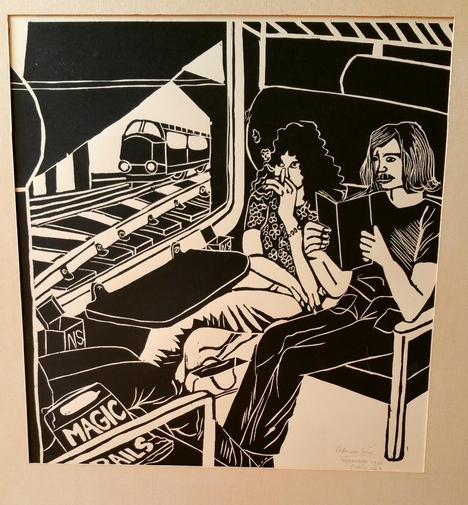 Ada van Selm-Treinreizigers-Linosnede 1975, 1e druk nummer 7, Ophalen