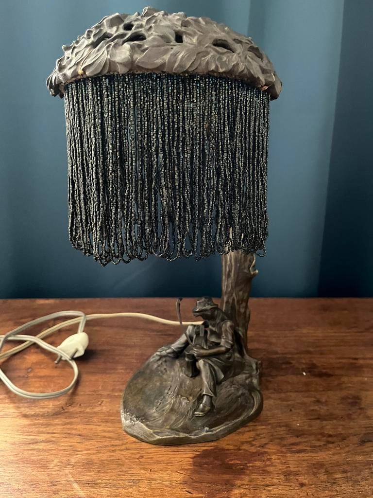 Bronzen tafellamp, gesigneerd Radetsky, Antiek en Kunst, Antiek | Lampen, Ophalen of Verzenden