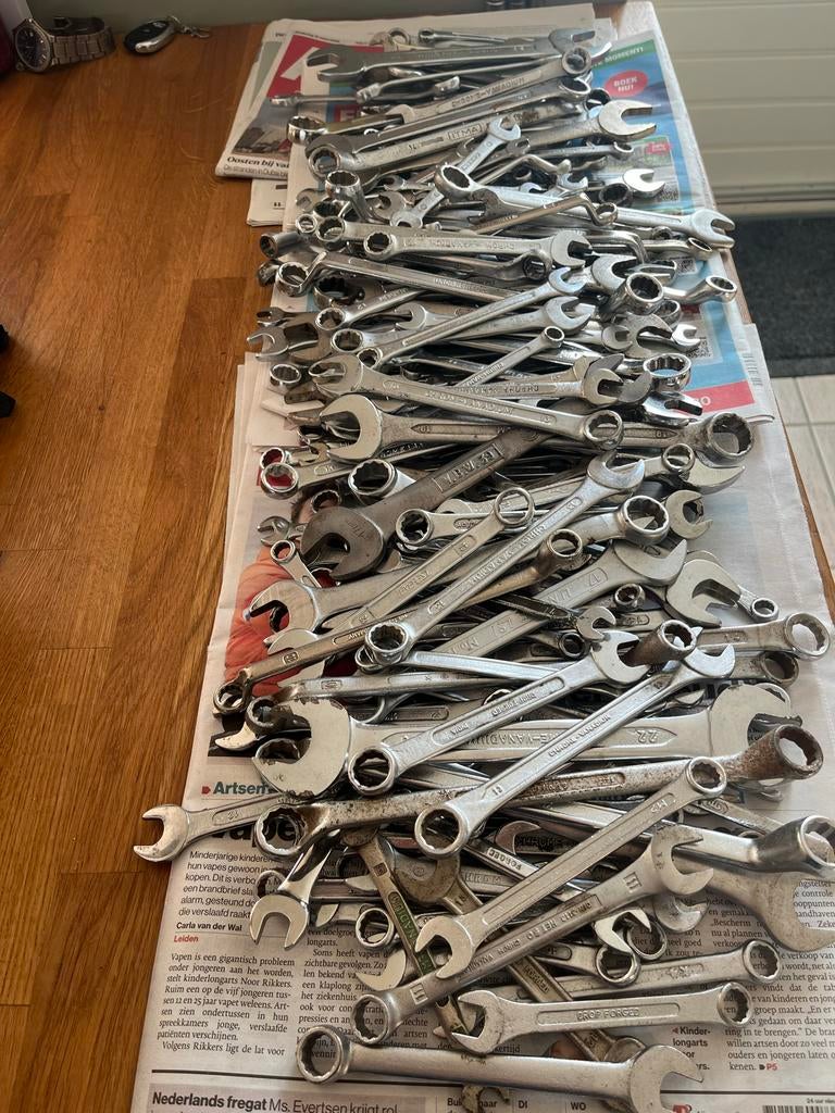 Steek-ring en steekring sleutels 7 t/m 22 mm, Doe-het-zelf en Verbouw, Gereedschap | Handgereedschap, Ophalen of Verzenden, Gebruikt