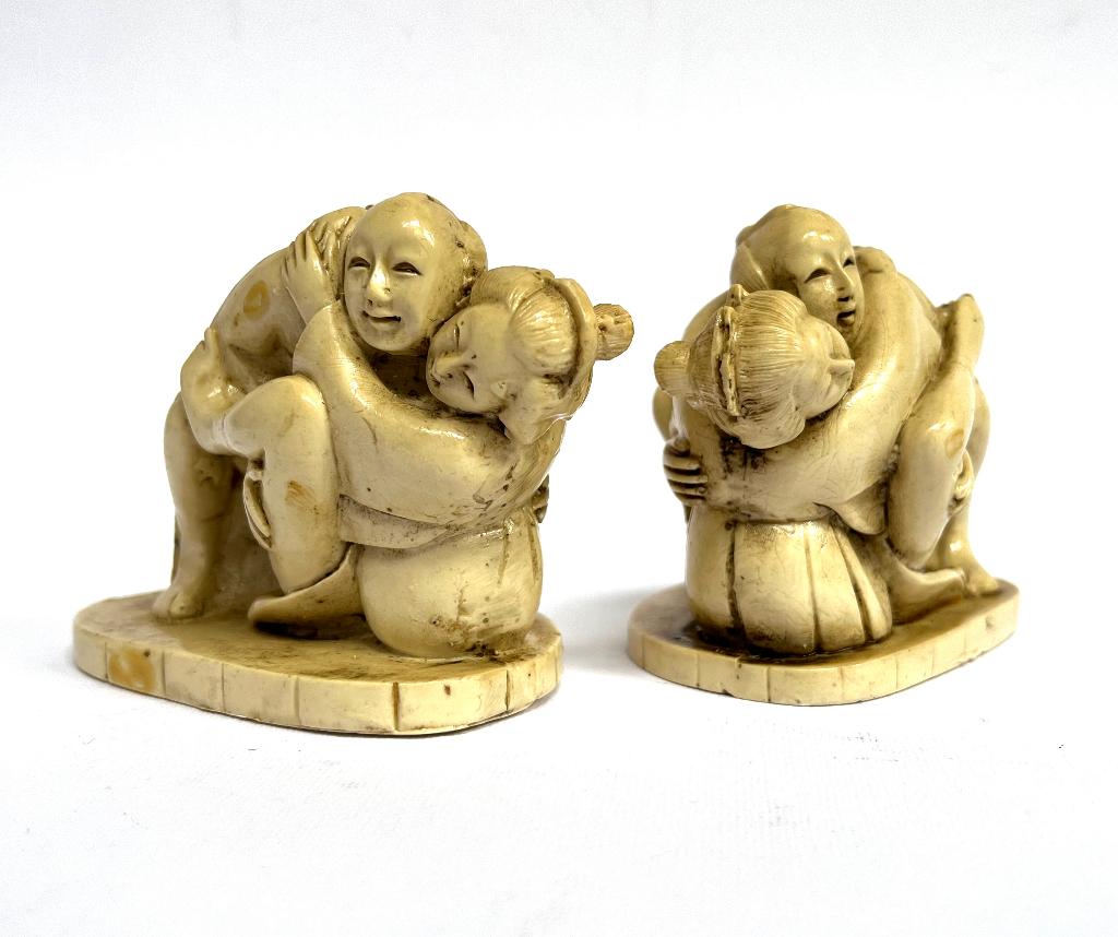 2x Chinese Erotic Carved Figures Su Nu Jing Kamasutra, Ophalen of Verzenden