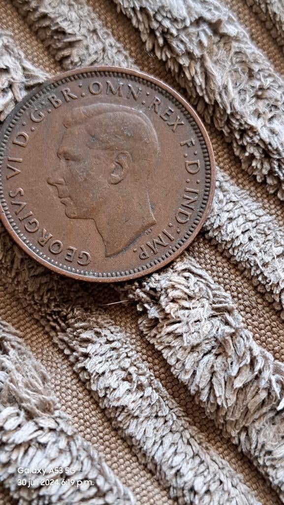 Oude Britse Penny Munt - George VI, Antiek en Kunst, Antiek | Religie, Ophalen of Verzenden