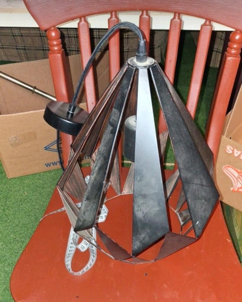 Mooi hanglamp zwart/bruin, Industriële/landelijke, Ophalen of Verzenden, Zo goed als nieuw, Metaal