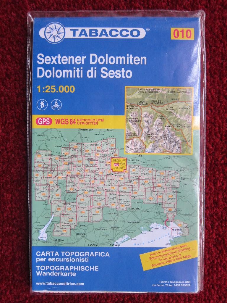 Tabacco Wanderkarte 010 Sextener Dolomiten, 2013, Boeken, Atlassen en Landkaarten, Verzenden, 2000 tot heden, Italië, Landkaart