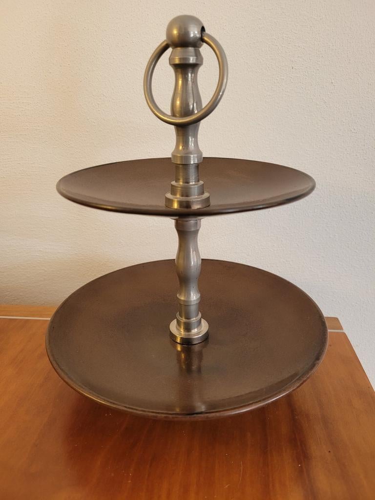 Kleine etagere 2 lagen metaal twee laags, Ophalen of Verzenden