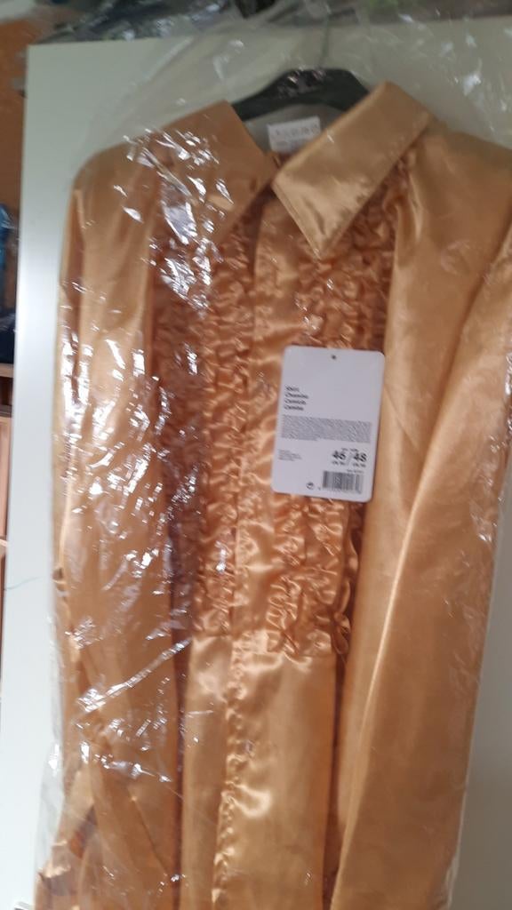 Gouden overhemd met ruches, Overige kleuren, Onbekend, Nieuw, Ophalen of Verzenden