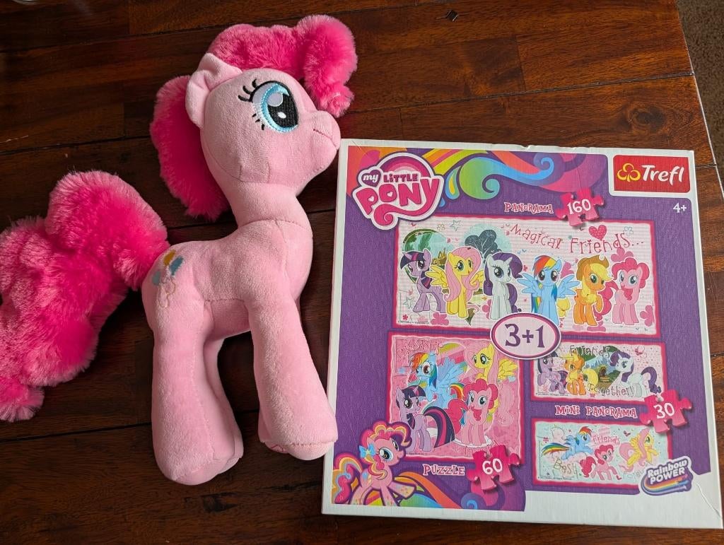 Litlle Pony knuffel en  4 puzzels (2x30, 60 en 160 stukjes), Ophalen of Verzenden, Meer dan 50 stukjes, Nieuw, 6 jaar of ouder