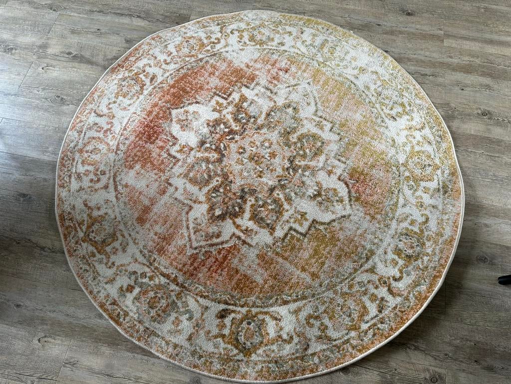 Rond vloerkleed (terra) - 160. cm, Ophalen, Zo goed als nieuw, Rond, 150 tot 200 cm