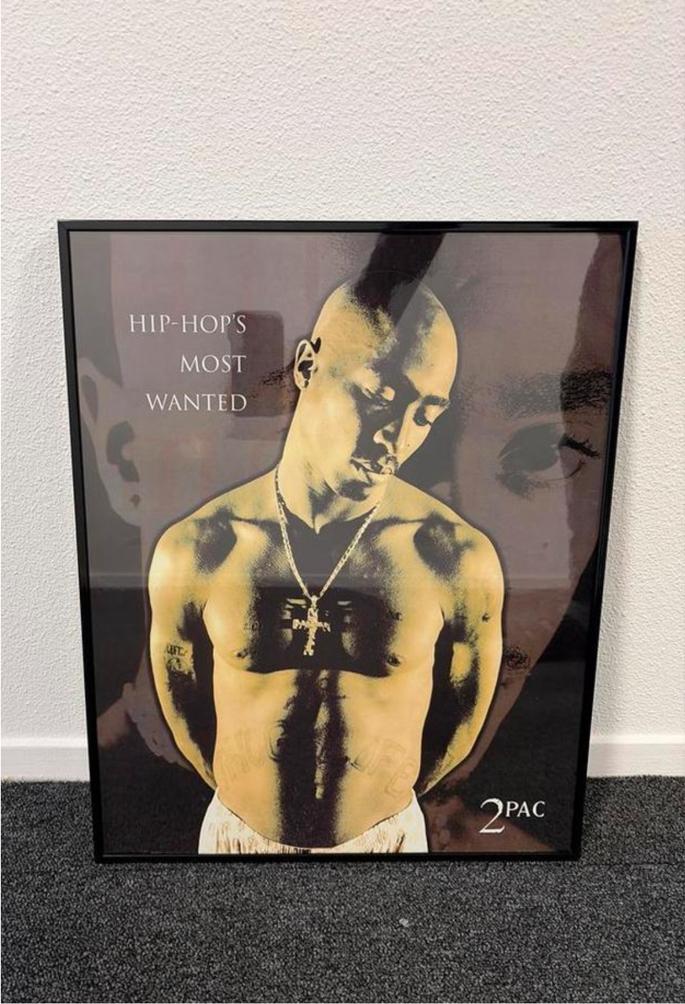 2Pac Tupac Shakur 90’s poster ingelijst 50,5x40,5cm - Hiphop, Met lijst, Ophalen of Verzenden, A1 t/m A3, Muziek