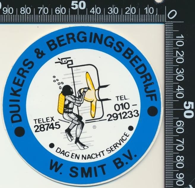 Sticker: Duikers en Bergingsbedrijf Smit - Rotterdam (1), Verzamelen, Ophalen of Verzenden, Zo goed als nieuw, Bedrijf of Vereniging