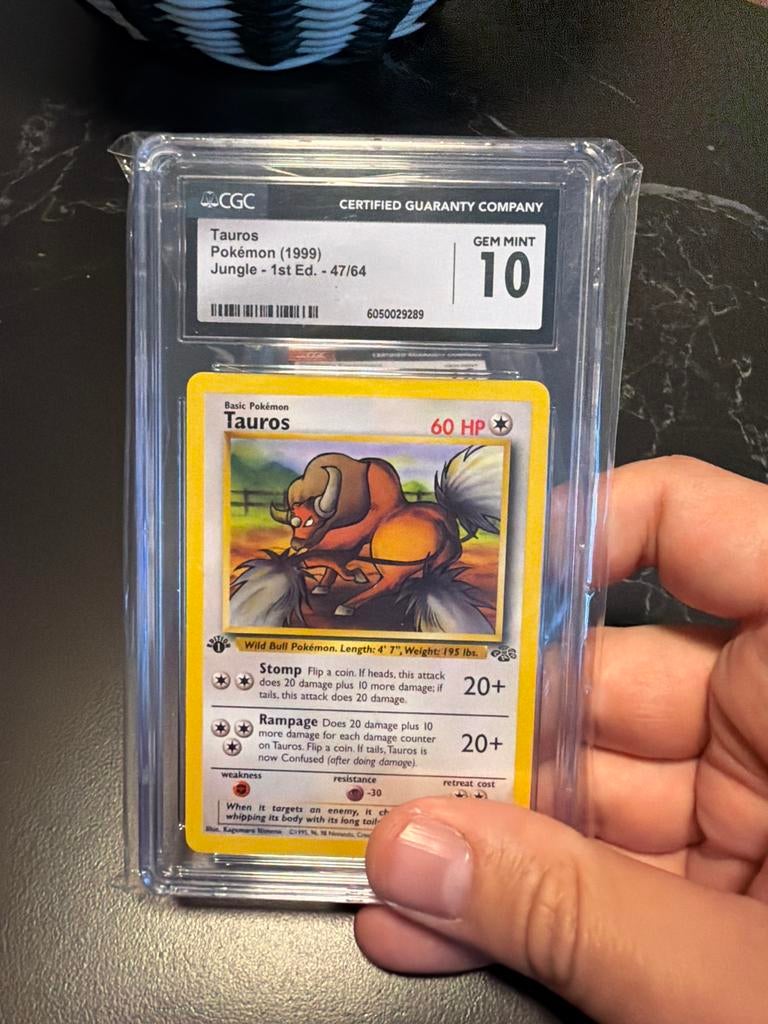 Pokémon Tauros Jungle 1st Ed. CGC 10 Gem Mint, Hobby en Vrije tijd, Verzamelkaartspellen | Pokémon, Ophalen of Verzenden, Zo goed als nieuw