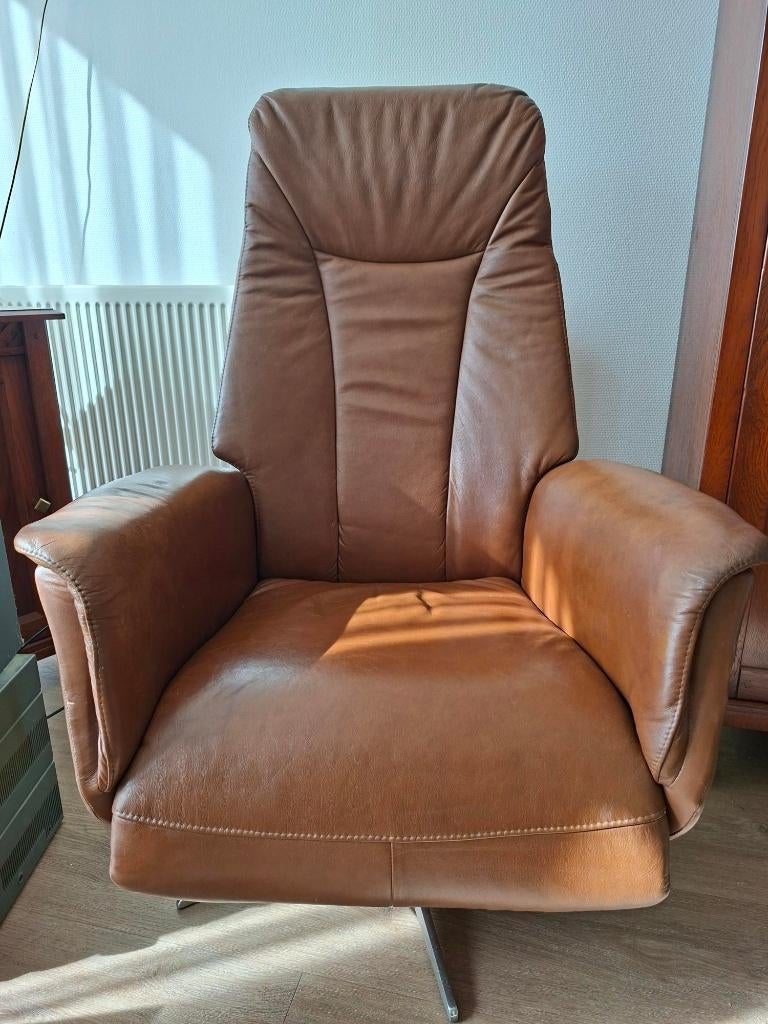 relax fauteuil op accu, Huis en Inrichting, Fauteuils, Ophalen, Danish, Minder dan 75 cm, Leer