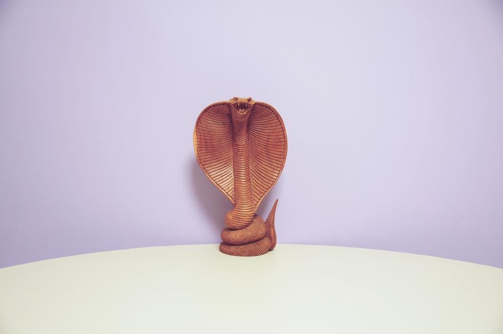 houten cobra slang beeld, Antiek en Kunst, Ophalen of Verzenden