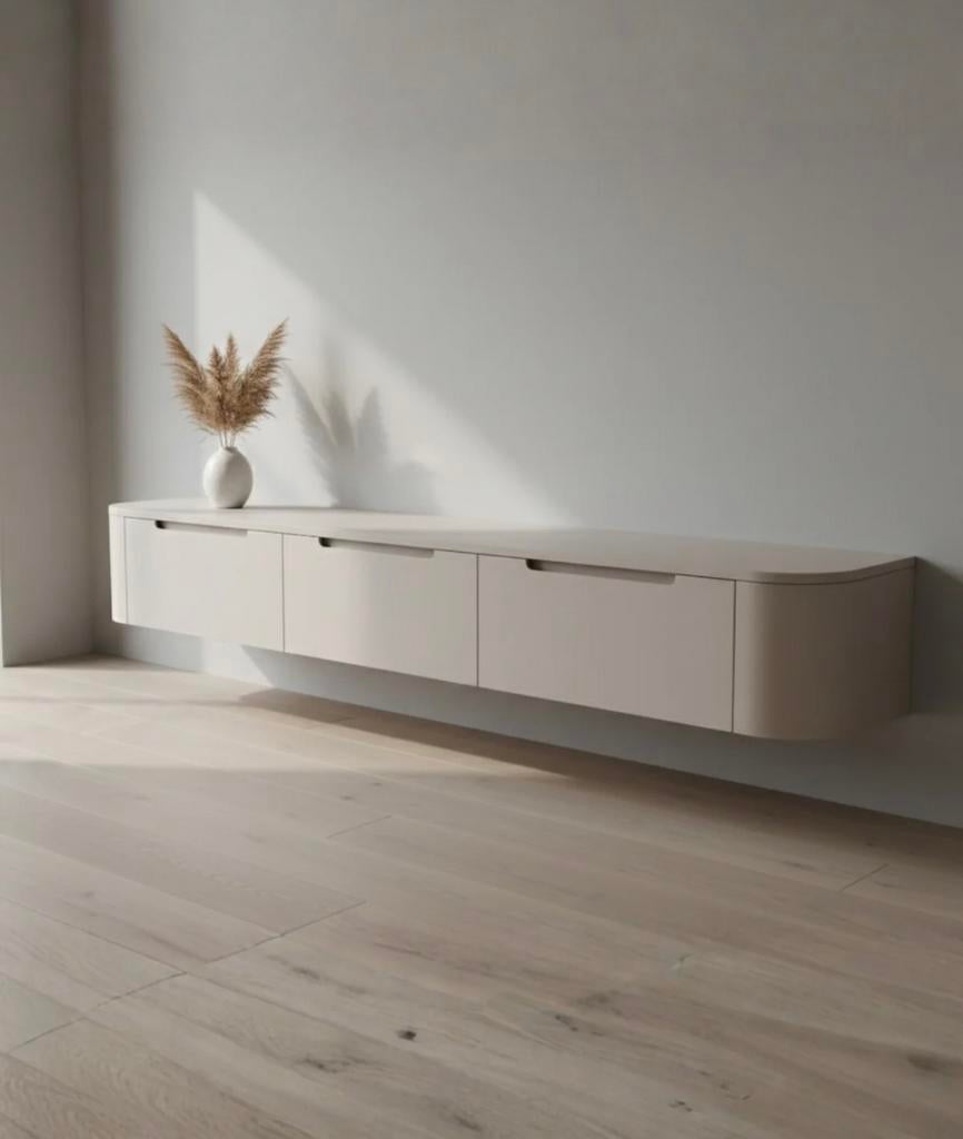 Miyoko zwevend tv-meubel - Modern en stijlvol, Ophalen, 150 tot 200 cm, Nieuw, Minder dan 100 cm