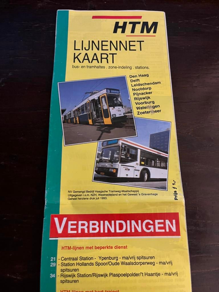 HTM Lijnen netkaart 1993, Ophalen, Gebruikt, Bus of Metro, Overige typen
